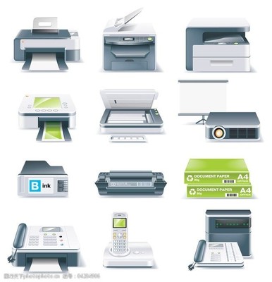辦公設備矢量圖 現代辦公的高效助手